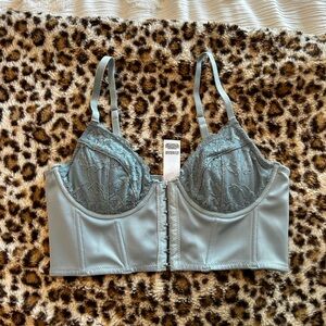 garage blue lace bustier top